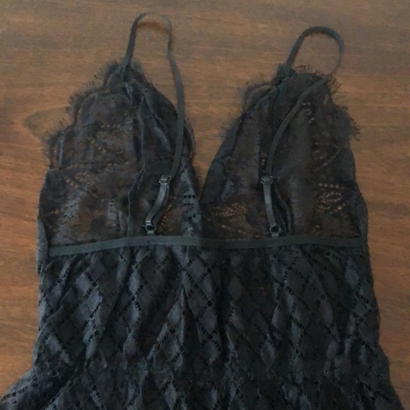 Black Teddy Lace Bodysuit Eyelash Sheer NEW - Picture 6 of 7